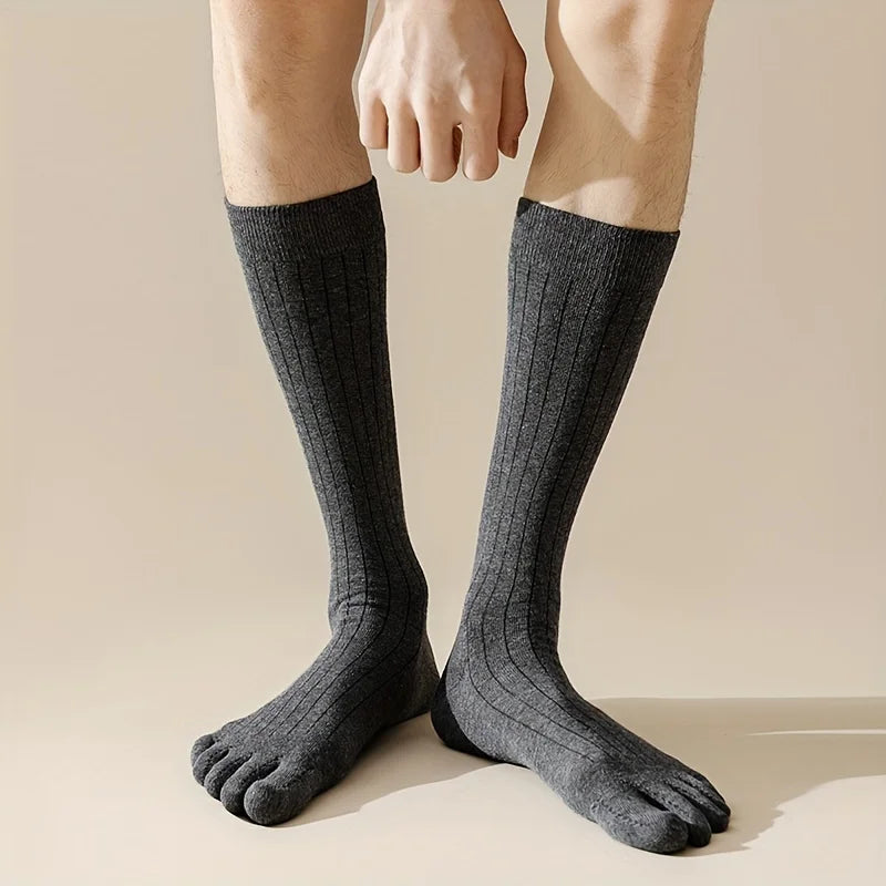 Men's Cotton Sweat Absorption Split-toe Knee-high Socks Breathable High Quality Soft Male Sock Comfortable Fashion Casual Sox