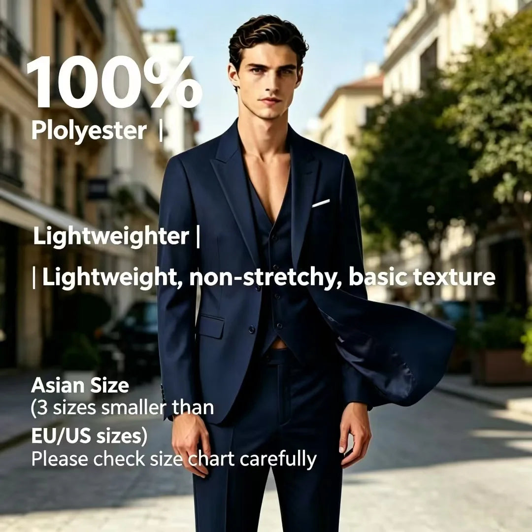 Elegant Suits For Men Wedding 3 Pieces 2 Set  Fashion Classic Full Jackets Vest Pants Blazers Outfit 2024 Formal Costume