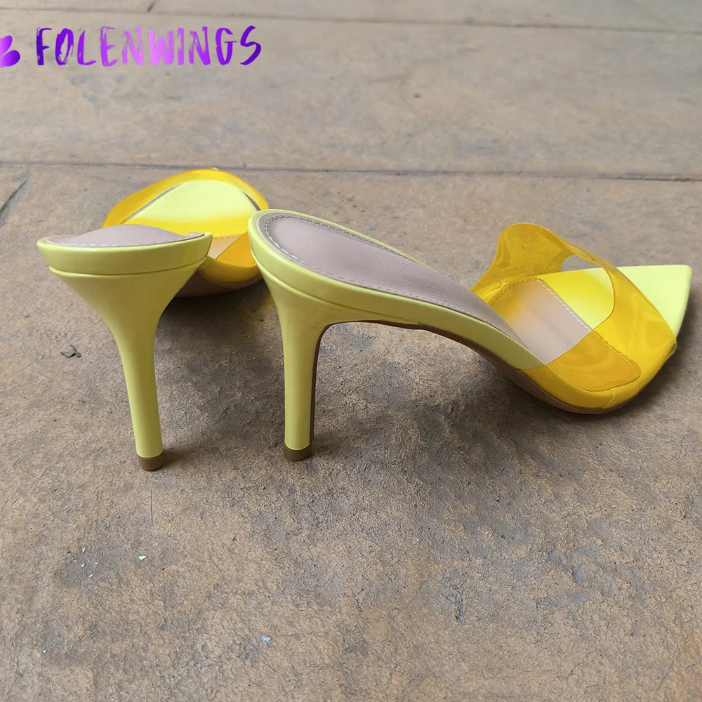 2026 Peep Toe Sexy Summer Women's Mules Pump Sandals Elegant Chic Super Thin High Heels Office Lady Party Shoes Slipper Sandals