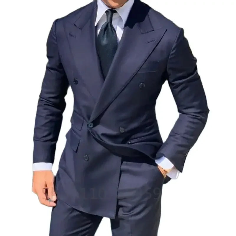 1 Piece Black Double Breasted Jacket Only Costume Homme Men Suits Tuxedo Groom Wedding Slim Fit Terno Masculino Blazer