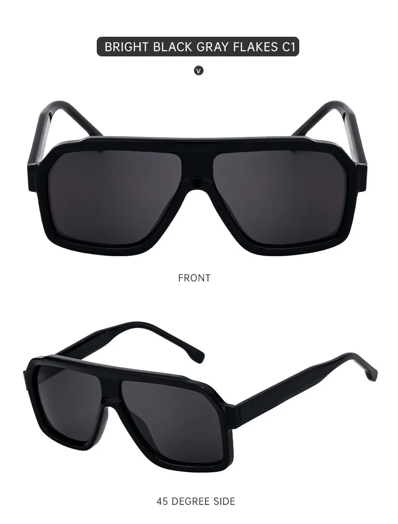 Retro Pilot Men Sunglasses Fashion Clear Gradient Shades UV400 Women Luxury Square Sun Glasses BAZAARHUBO