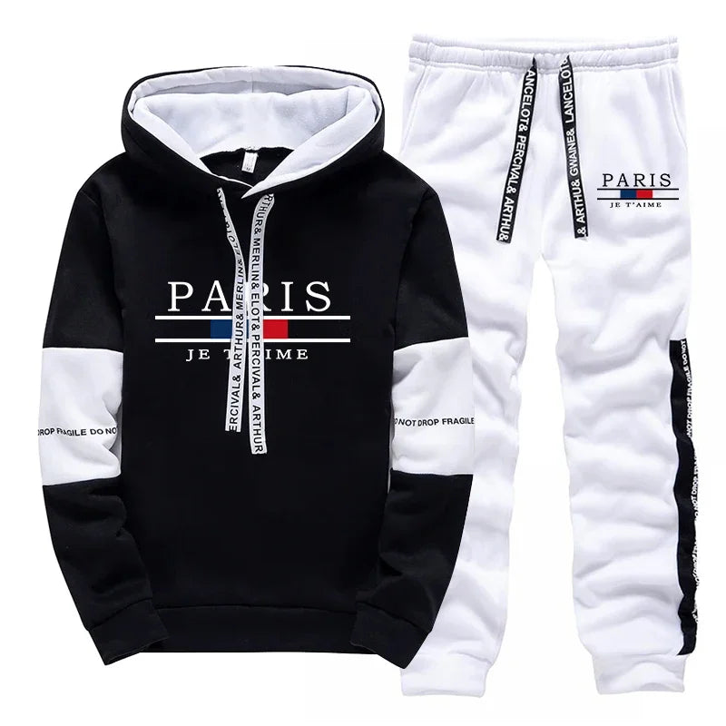 Fashion Mens Tracksuit Print Casual Sweatshirts Outdoors Sports Jogging Mens Clothing Single Piece Hoodie Pants Daily Streetwear