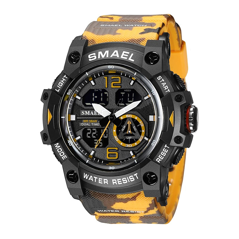 SMAEL 8007 Men's Analog Digital Dual Display Sport Watch - 50M Waterproof LED Backlight Alarm Stopwatch Chronograph Shockproof