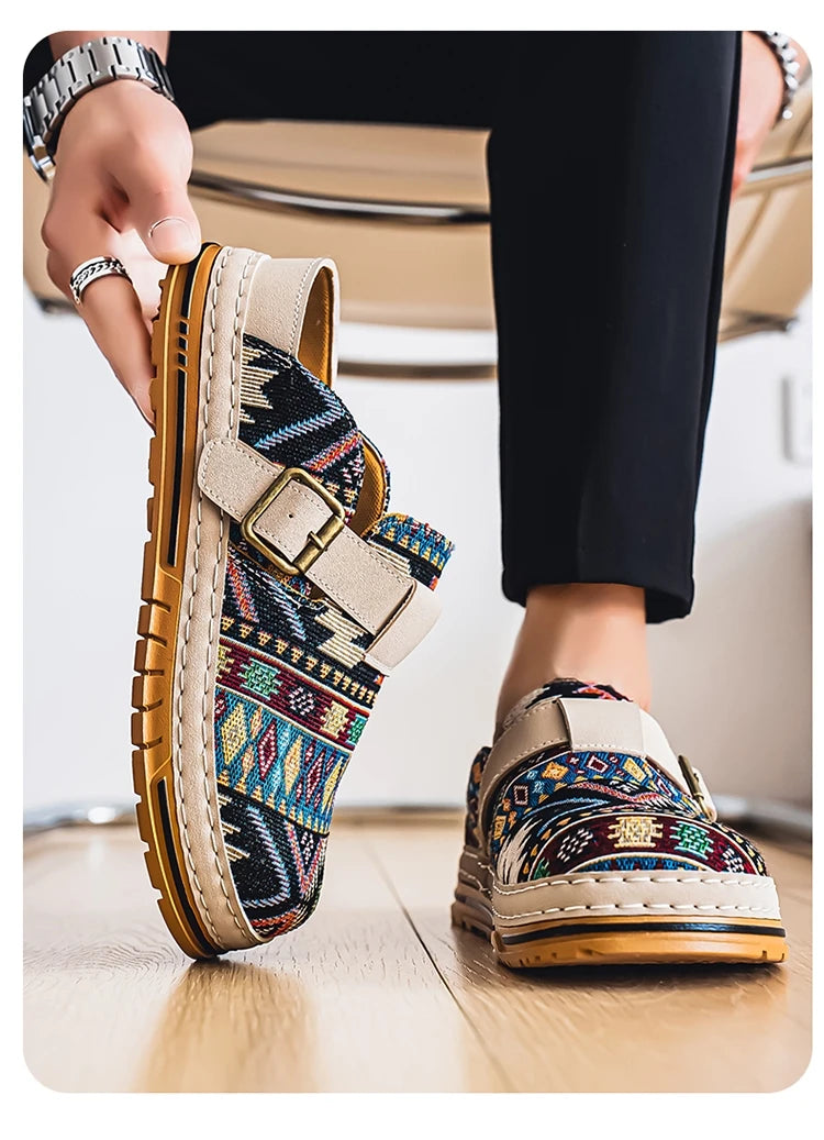 Men's Wide-Toe Round-Toe Sandals Casual Shoes for Spring and Summer, Versatile Commuter Slippers, One-Step Lazy Trendy Footwear