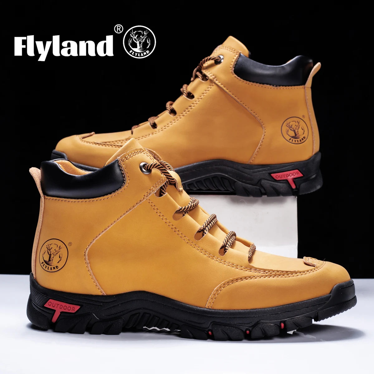 FLYLAND Men's Vintage Chukka Boots Top Layer Cowhide Leather Casual Work Office Shoes Fashion Classical Design