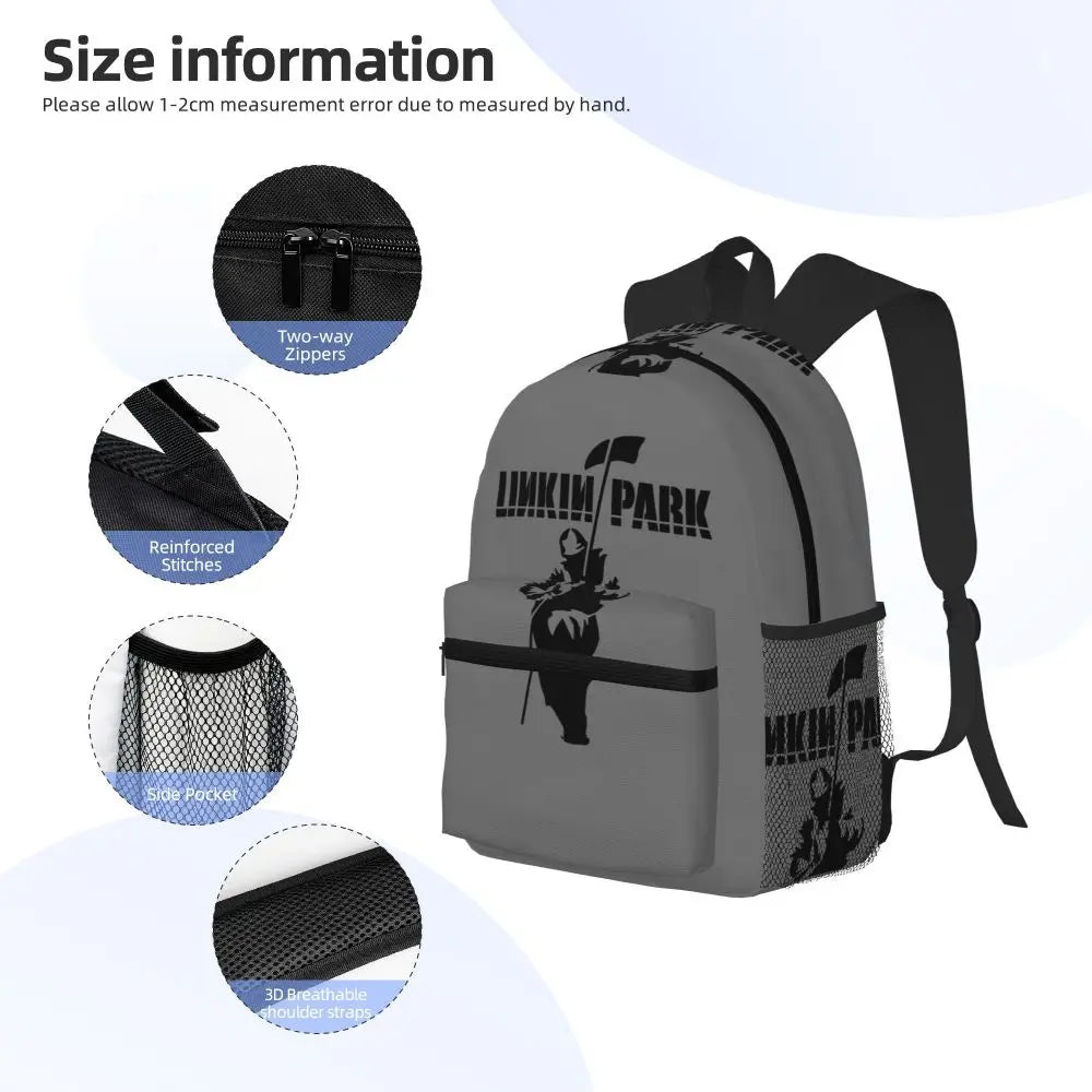 L-Linkin-S P-Park-S Band Student Backpack School Bag Hiking Travel Daypack for Boys Girls Fashion Bookbag Shoulder Bags