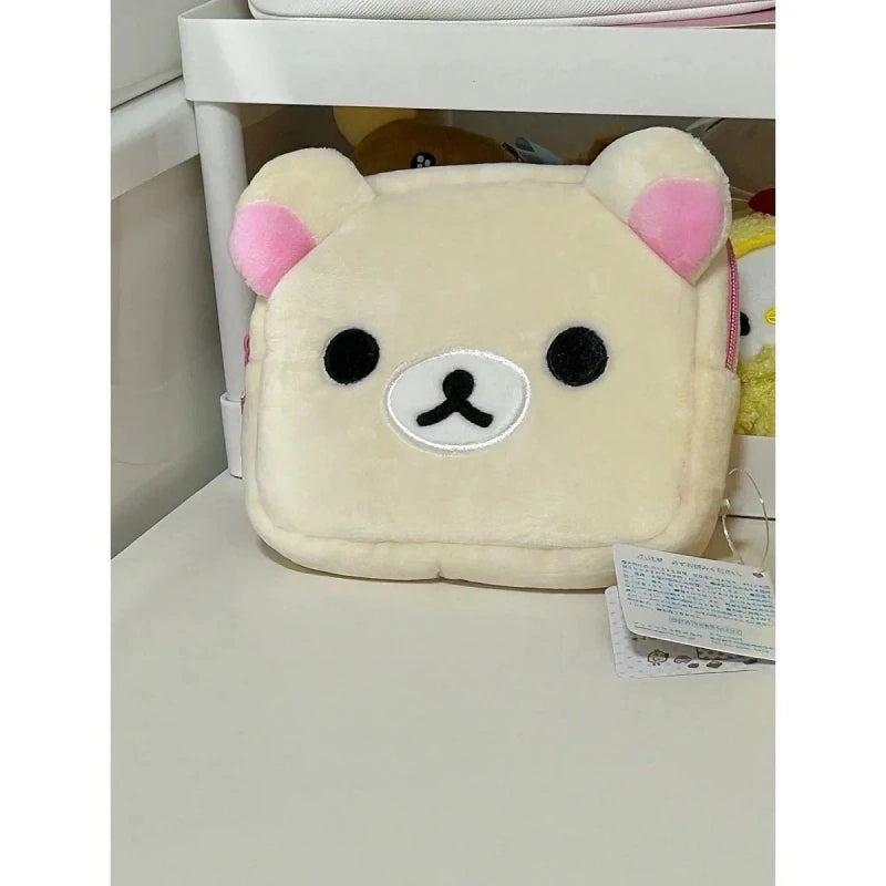 New Rilakkuma Storage Bag Cute Makeup Organizer Cartoon Bear Plush Multi Case Kawaii Cosmetic Bags Vanity Beauty Case