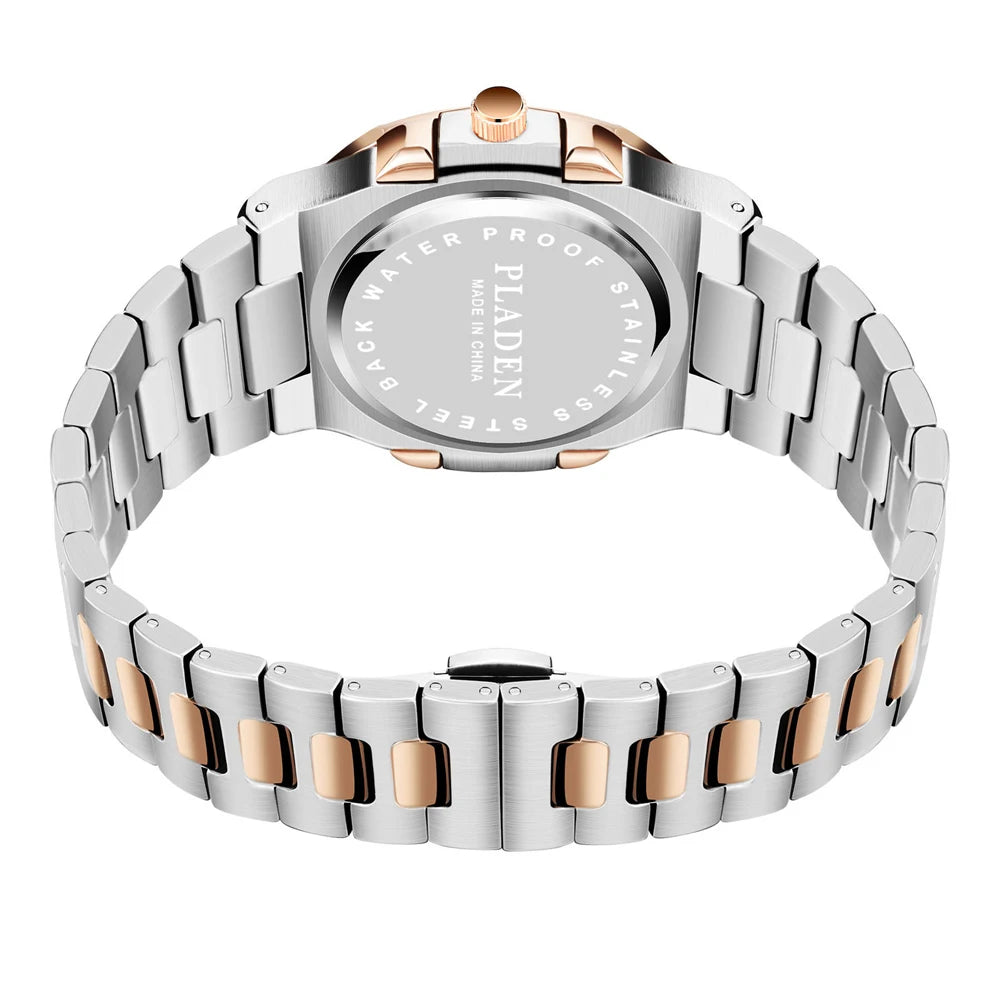 PLADEN Men's Quartz Watch Stylish Business Wristwatches Stainless Steel Calendar Waterproof Watches For Male High Quality New