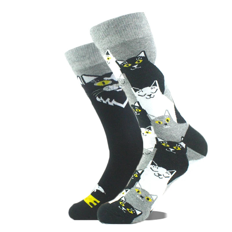 Cool Design Avocado Crew Socks Men Creative Eye Guitar Bus Pattern Sokken Duck Cat Fox Otter Animals Divertidos Chaussette Sox