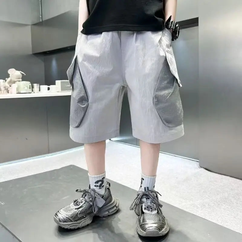 Kids Teenage Casual Baggy Shorts Quick Dry 5 Point Pants Summer Boys Sporty Shorts Pockets Trousers for Kids Clothing
