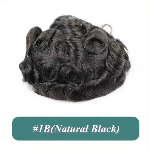 80%Density Natural Hairline 0.02mm Ultra Thin Skin Invisible Mens Toupee Brown Blonde Grey Human Hair Capillary Prosthesi System