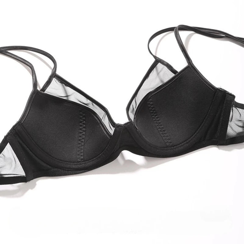 Deep V Push-Up Brief Sets French Bra Thin Sexy Double Shoulder Straps Upper Collection Side Breast Anti-sagging Daily Bra Set