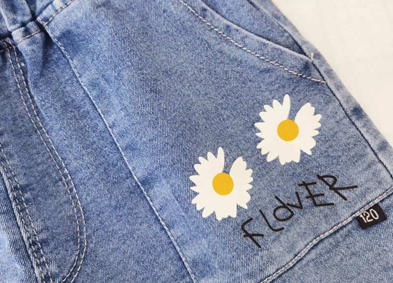 IENENS Fashion Girls Denim Pants Shorts Girl Thin Soft Trousers Jeans Kids Children Casual Clothes Clothing 4-13 Years