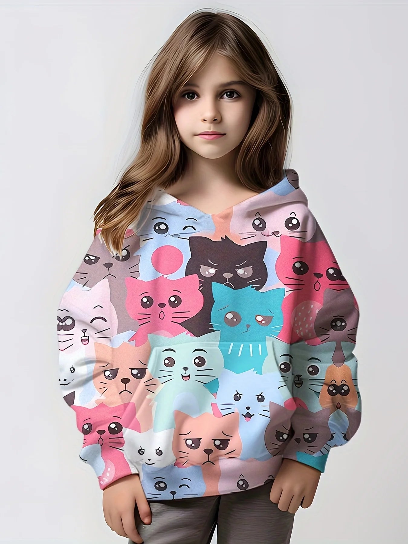 Kids Clothes Girl Hoodies Long Sleeve 3D Cartoon Print Children Spring Fall Clothes Tops Outdoor Casual Polyester Girl Clothing
