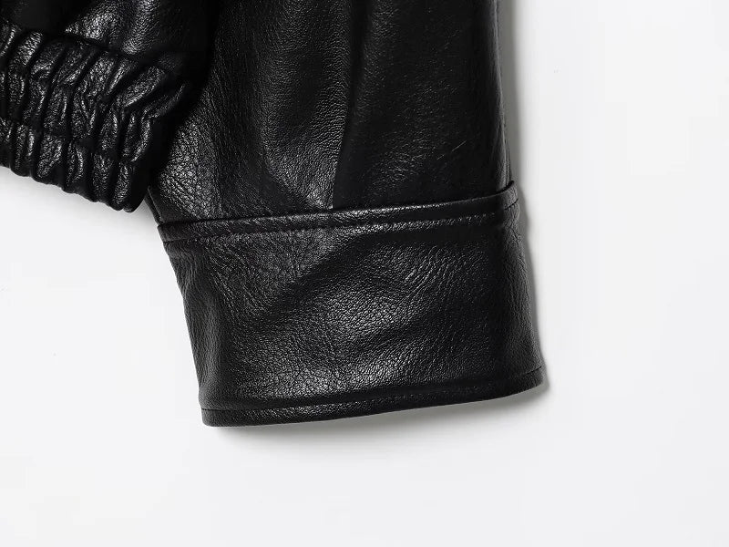 MUJER Faux Leather Women's Jacket Black Oversize Bomber Jackets for Women Outerwears Winter Overcoat Female Fashion Jacket Woman