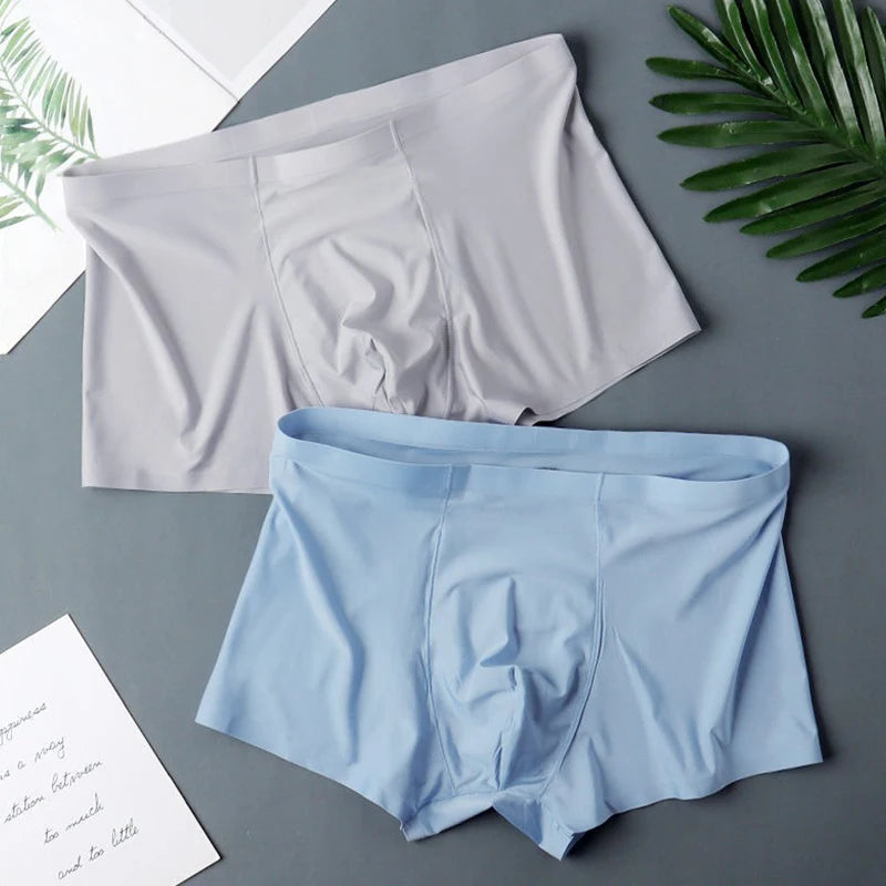5 PCS/SET Men's Ice Silk Underwear Summer Thin Breathable Seamless Panties Sexy Male Underpants Comfortable XL-XXL Panties
