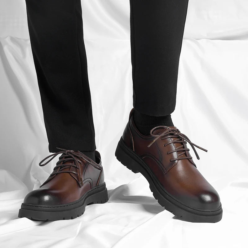 Luxury Leather Male Oxford Shoes Brown Black Mens Dress Shoes New Fashion Round Toe Men's Business Casual Shoes Formal Footwear