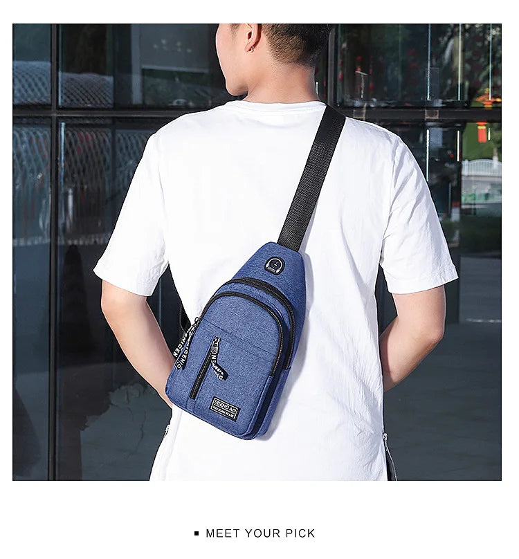 Travel Men's Handbags USB Chest Bag Designer Messenger Crossbody Bags Water-Proof Shoulder Bag Diagonal Package Sports Back Pack