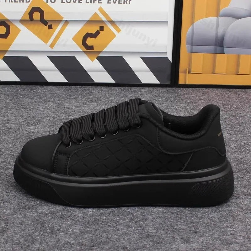 Men's Shoes 2025 Autumn Comfortable Platform Casual Sports Shoes Thick Soled Lace Up Anti Slip Outdoor Fashion PU Leather Shoes