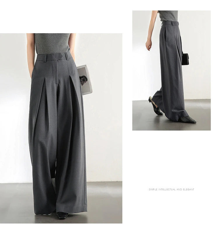 SENTUBILA Women Wide Leg Pants Office Lady Work Wear Trouser 2026 Spring Fashion Elegant Commute Full-length Pants 133K51993