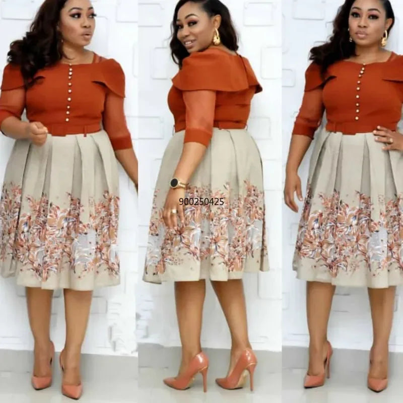 Customized New Fashion Print African Dresses for Women Dashiki Autumn Style Ankara Clothes Africa Dress Ladies Robe Africaine Fe
