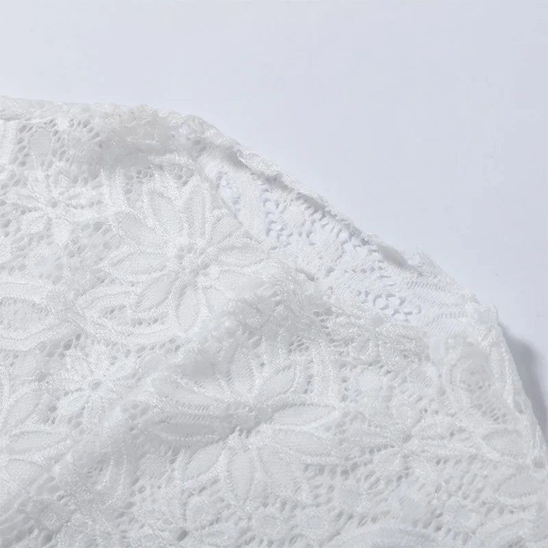 See Through Lace Vest Pant Set Women Beach Sling  Tops Pleated Straight Pants 2026 Summer Vacation Hollow Out Lady Suits