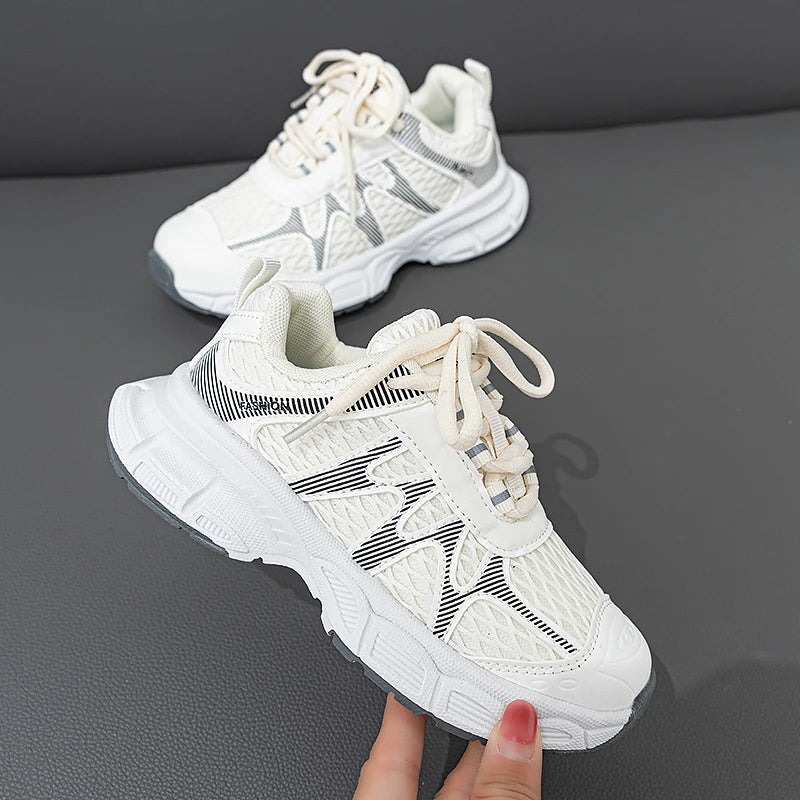 Kids Casual Shoes for Boys Girls Fashion Classic Air Mesh Summer Breathable Children Sports Running Sneakers Lace-up Non-slip