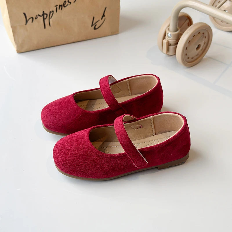 Spring Girl's Casual Shoes Round Toe Hook-loop Shallow Chic Kid's Flat Shoe Solid Colors Anti-slip Daily All-match Children Shoe