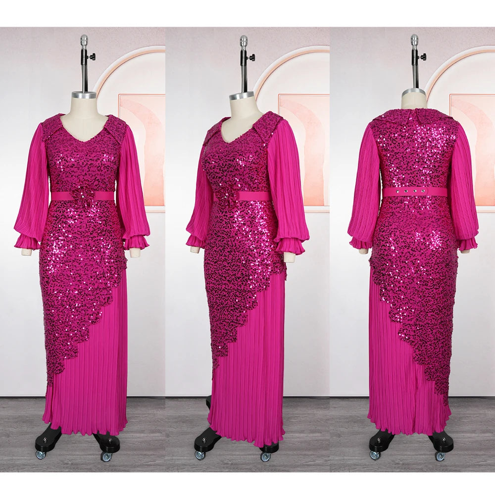 H&D 2026 Fashion African Party Dresses For Women Dubai Ankara Wedding Evening Gown Plus Size Elegant Turkey Muslim Maxi Dress
