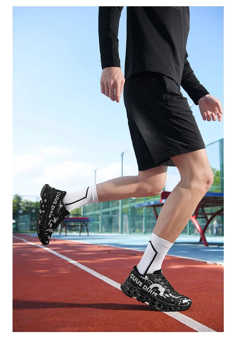 Running Shoes for Men Women Hollow Perforated Cushion Shock Absorbing Outdoor Hiking Sneakers Casual Chunky Walking Trainers