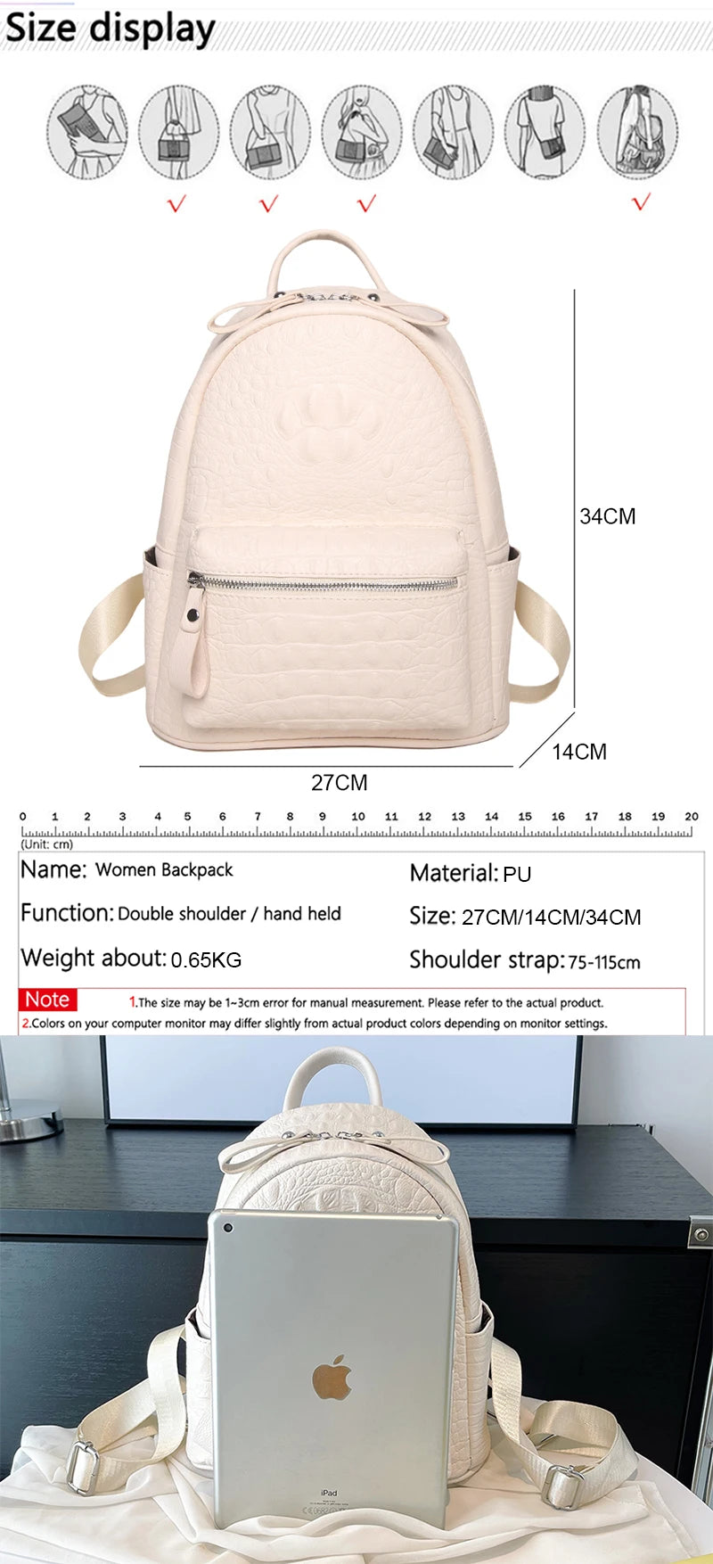 Women's Backpack Ladies Big Bagpack for Teenager Girl PU Leather Large Capacity Shoulder Bags for Women 2024 Mochilas Feminina