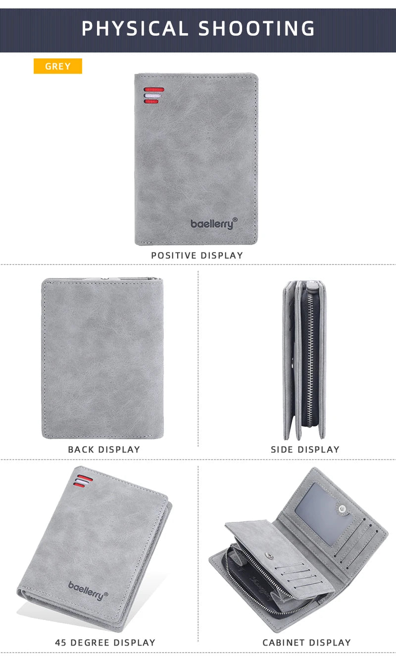 Baellerry New Men Wallets High Quality Brand Card Holder Short Male Purses Zipper Coin Pocket Large Capacity Men's Wallet