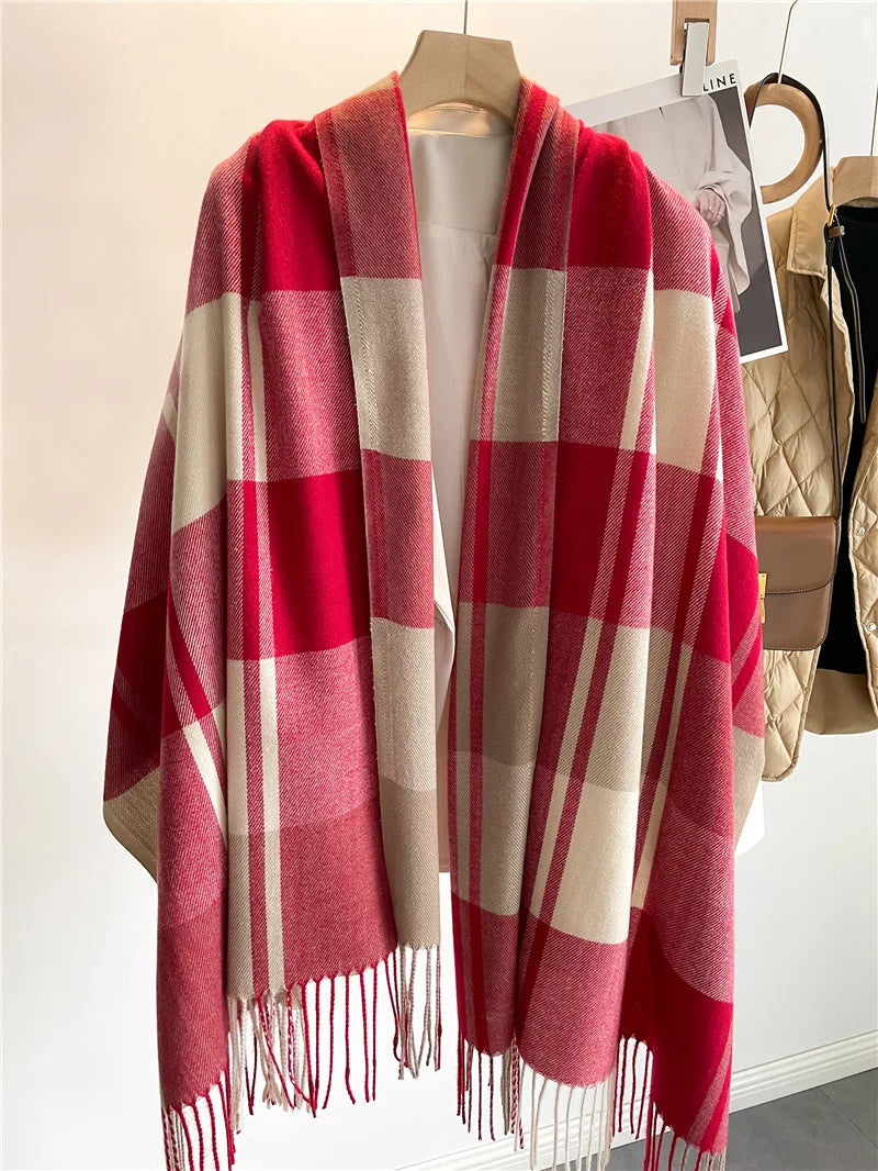 200*65CM New Men Women Autumn Winter Luxury Scarfs Cashmere Feeling Muffler Fall Blanket Classic Plaid Foulard Soft Warm Scarves BAZAARHUBO