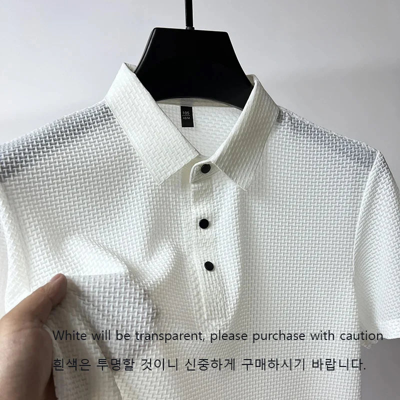 2023 M-4XL Summer New Men's Short Sleeve T-shirt Cool and Breathable POLO Shirt Business Casual Sweat-absorbing Top