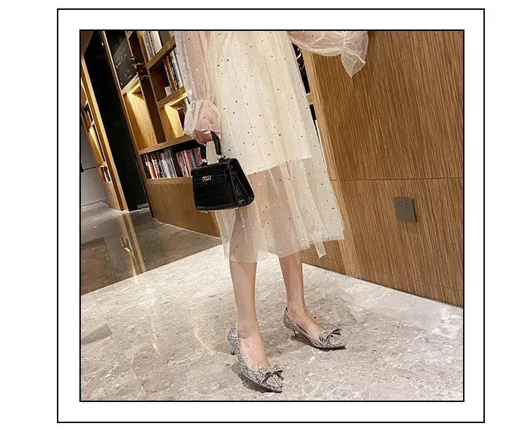 Women's Summer Footwear Stilito Rhinestone Shoes for Woman 2025 with Wedding Bride Genuine Mark Chic and Elegant A Comfortable E