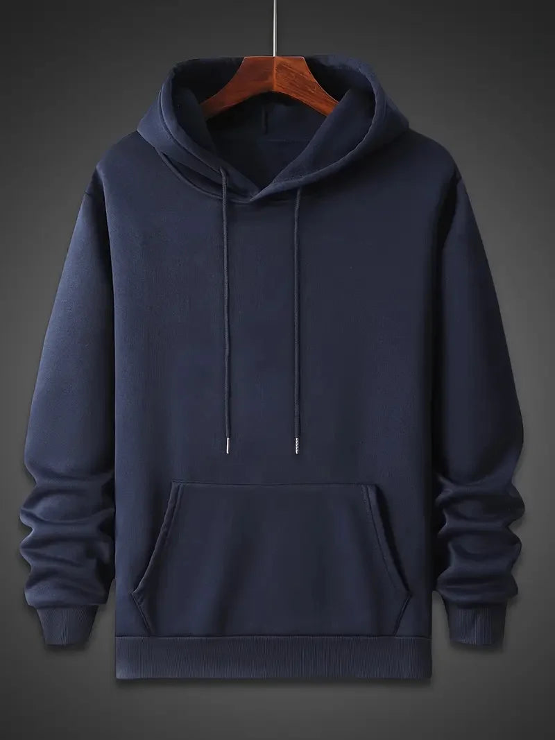 Men's autumn and winter casual fashion loose back poker card A graphic printed long sleeved hooded sweatshirt warm pullover BAZAARHUBO