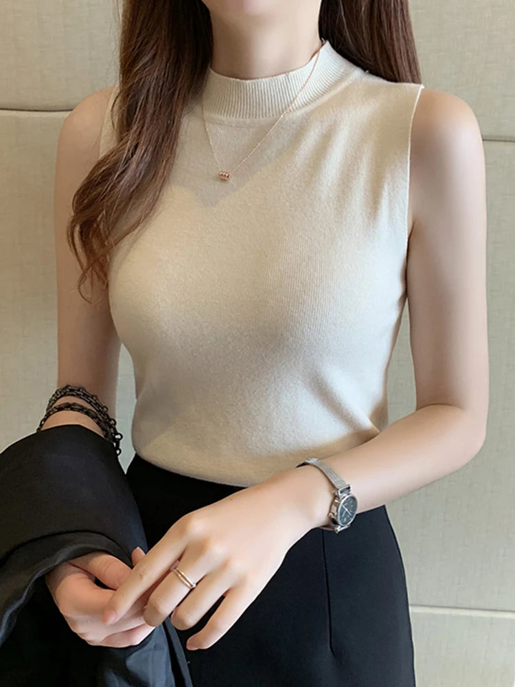 AOSSVIAO 2026 Summer Versatile Knit Sleeveless Tops Women Basic Solid Tank Tops Casual O-neck Slim Thin Tees Female Tops Vest