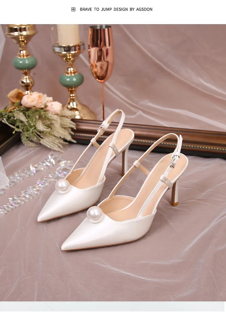 Female Wedding Shoes Summer New Pointed Toe Stiletto Sandals White Bridesmaid High Heels 6.5/8.5CM Pumps Women Chaussures Femme