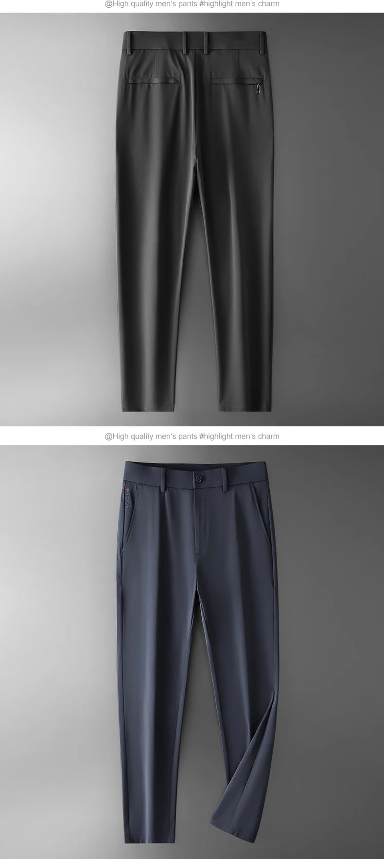 BROWON Brand Men Pants Summer New Business Fashion Straight Casual Pants Mid Light Elastic Loose Ice Silk Breathable Thin Pants