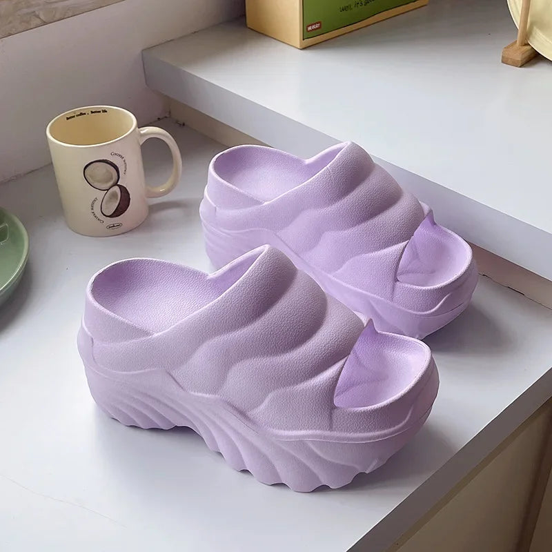 Women 10cm Increased Wedges Slippers 2024 Summer Breathable Casual Platform Slides Shoes for Women Light Slip on Female Sandals