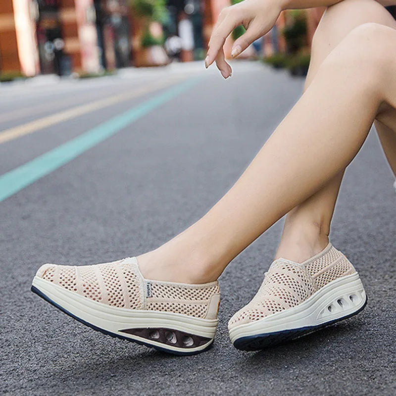 Women's Mesh Breathable Loafers Solid Color Slip On Summer Platform Sneakers Women Walking Casual Shoes Zapatos Mujer WSH5094