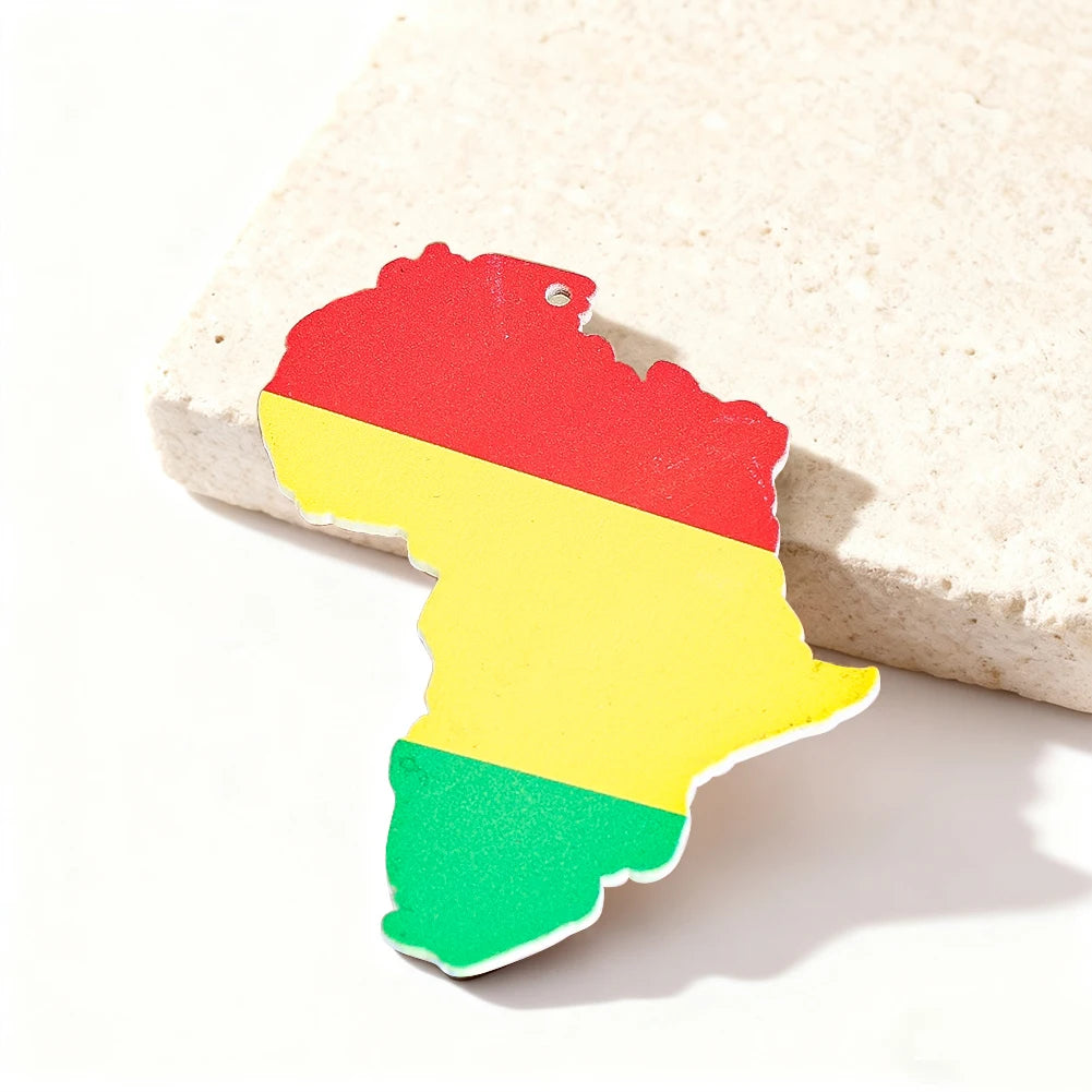Fashion Painted African Map Dangle Earrings for Women and Girls Ethnic-Style Ear Accessories Statement Jewelry Everyday Styling