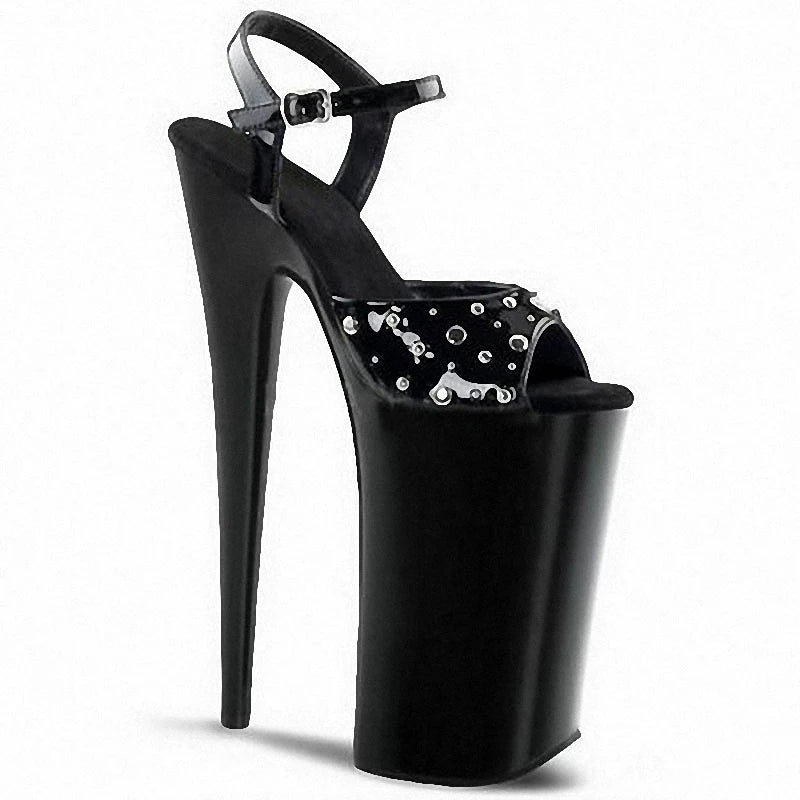 Gothic Rivet Cross dressing 26cm High Heels sandals platform 10inch Stiletto Heels Exotic open toe Stripper shoes pole dancing