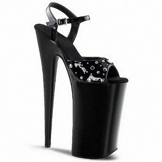 Gothic Rivet Cross dressing 26cm High Heels sandals platform 10inch Stiletto Heels Exotic open toe Stripper shoes pole dancing