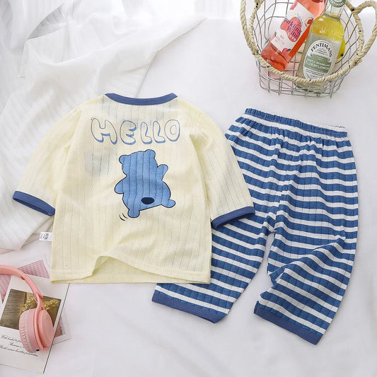 Kids Clothes Children's Set 100 Cotton Summer Pajamas Boys Girls Home Clothes Air Conditioning Clothes Loungewear Outfit