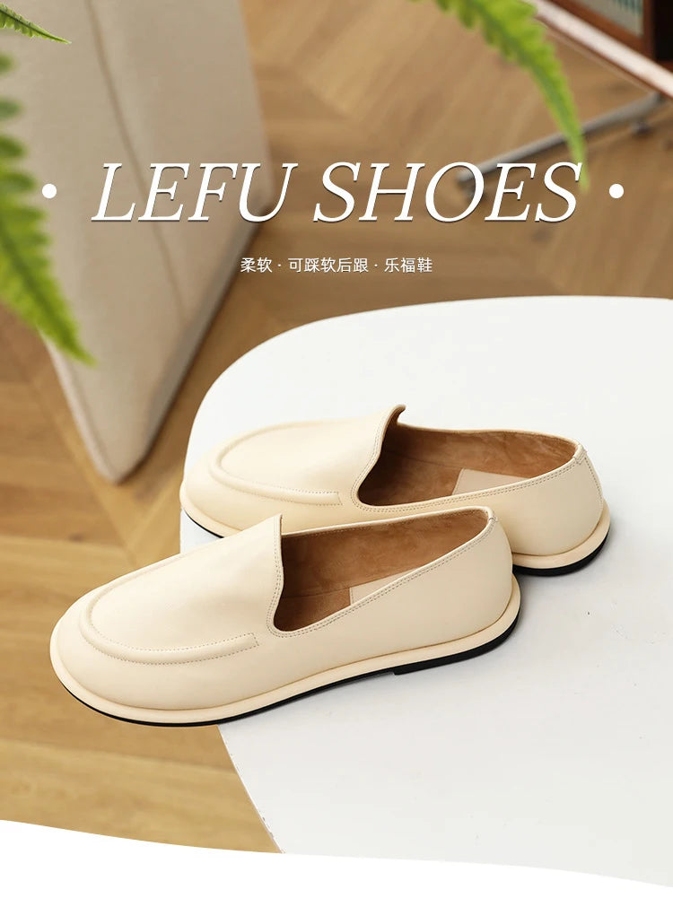 round toe soft leather flats shoes woman slip on loafers solid color sewing moccasins women muls shoes scarpe da donna 2025