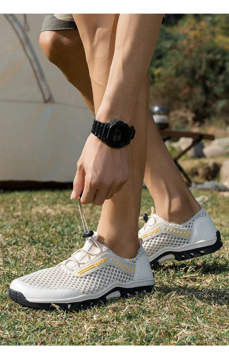 Breathable Mesh Men's Sneakers Outdoor Shoes For Men Summer Hiking Shoes Big Size 39-47 Wading Shoes Athletic Walking Shoes