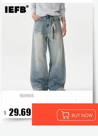IEFB New Spring Men's Micro Flared Jeans Korean Straight Leg Design Solid Color High Street Fashion Male Denim Pants 9W1407
