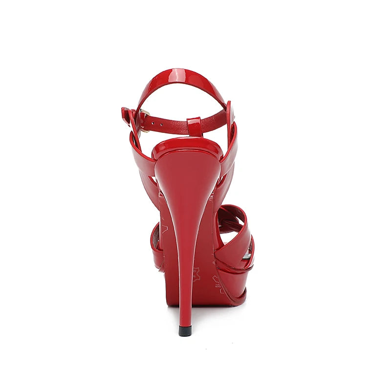 2023 Summer New Genuine Leather Brand High Heels Women's Open Toe Single Shoes Wedding Party Fish Mouth Shoes 13CM High Heels