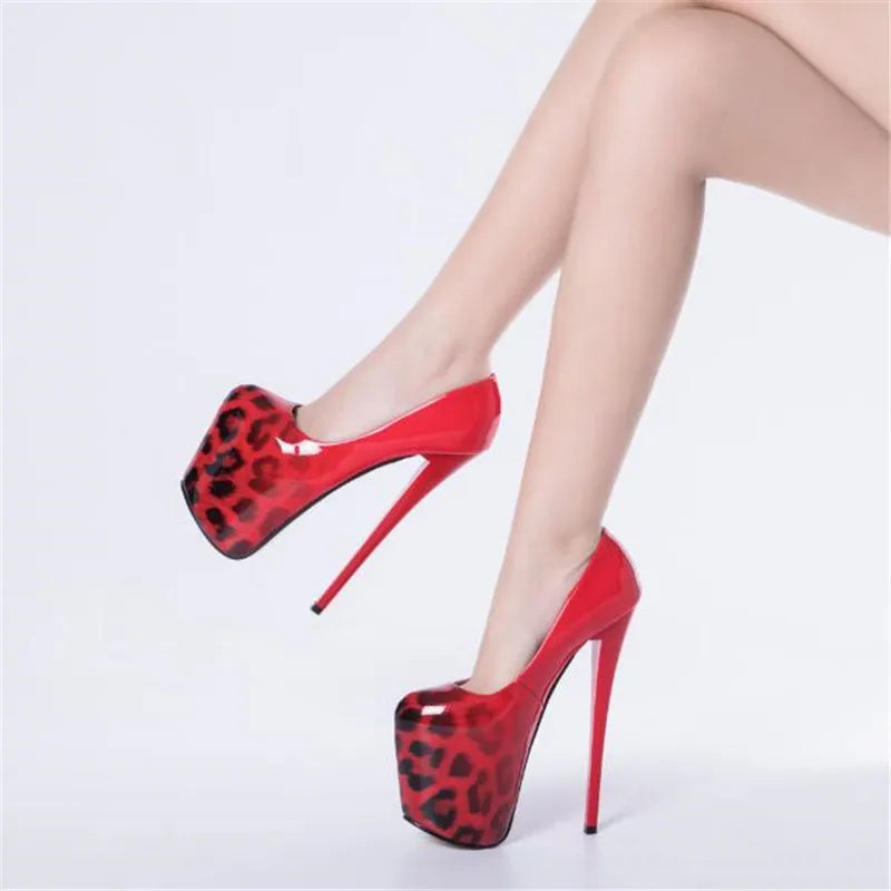 SDTRFT Stilettos Plus:34-42 43 Spring women's Patent Leather platform pumps 19cm thin high heels wedding shoes zapatos mujer